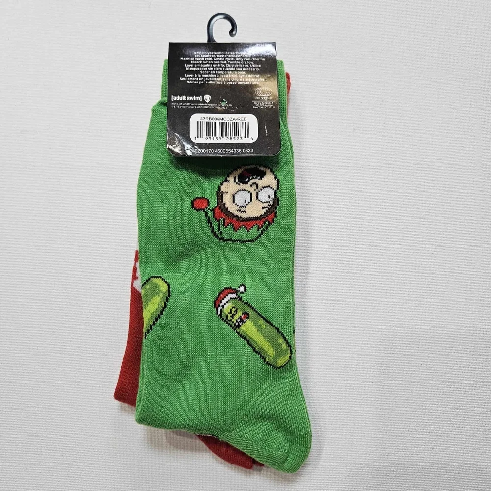 Rick‎ And Morty Christmas Socks 2 Pair Red And Green Fits Shoe Size 6-12